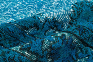 Turquoise Over Dyed Carved Rug 4'10'' x 8'5'' ft 148 x 257 cm