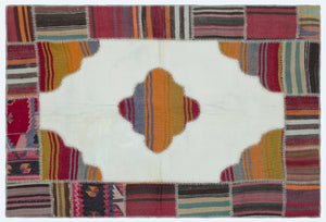 Naturel Over Dyed Kilim Patchwork Unique Rug 3'10'' x 5'10'' ft 118 x 177 cm