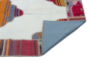 Naturel Over Dyed Kilim Patchwork Unique Rug 3'10'' x 5'10'' ft 118 x 177 cm