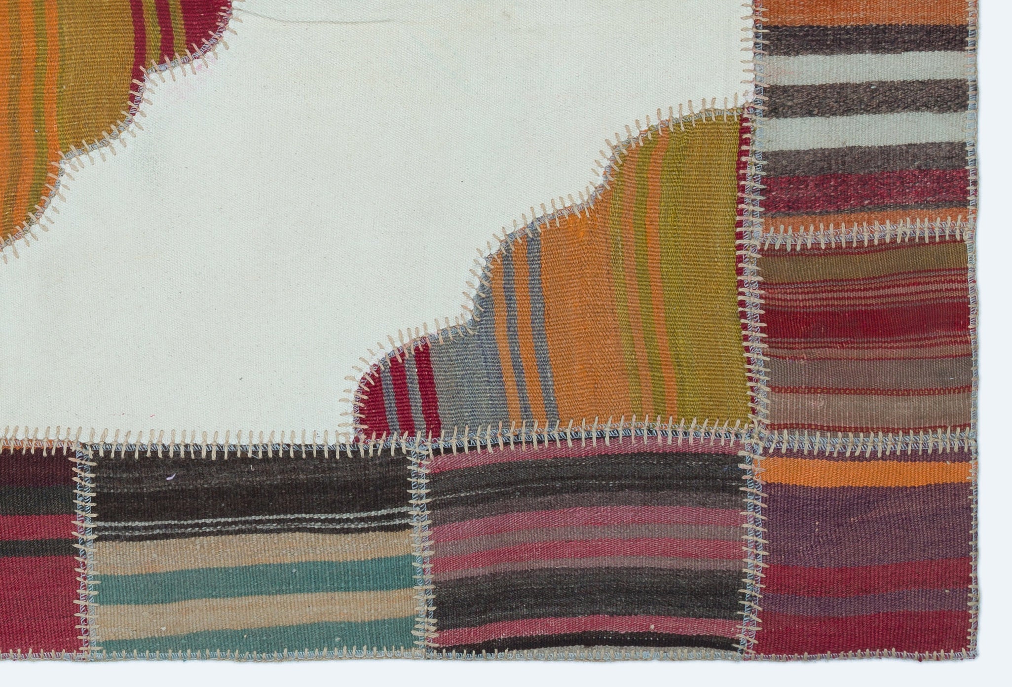 Naturel Over Dyed Kilim Patchwork Unique Rug 3'10'' x 5'10'' ft 118 x 177 cm