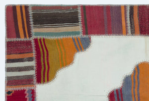Naturel Over Dyed Kilim Patchwork Unique Rug 3'10'' x 5'10'' ft 118 x 177 cm