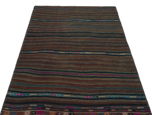 Naturel Over Dyed Kilim Patchwork Unique Rug 3'11'' x 6'5'' ft 120 x 195 cm