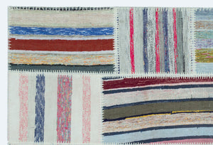 Striped Over Dyed Kilim Patchwork Unique Rug 3'11'' x 5'11'' ft 120 x 180 cm