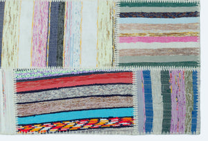 Striped Over Dyed Kilim Patchwork Unique Rug 3'11'' x 5'11'' ft 120 x 180 cm