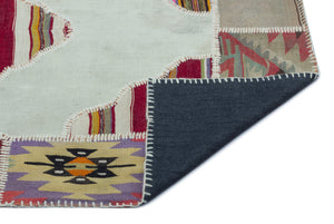 Naturel Over Dyed Kilim Patchwork Unique Rug 4'1'' x 5'11'' ft 125 x 180 cm