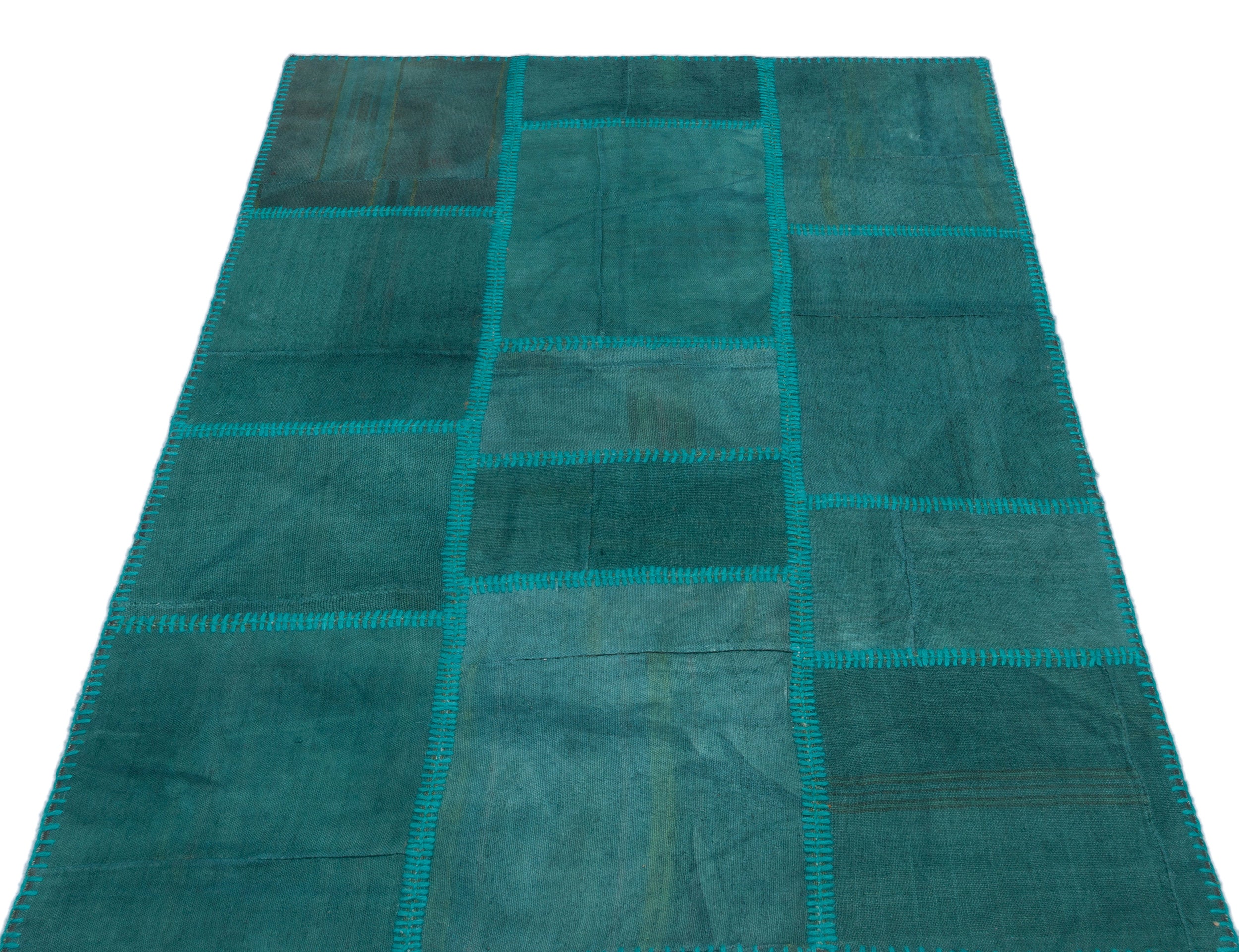 Mixed Over Dyed Kilim Patchwork Unique Rug 3'9'' x 5'11'' ft 115 x 180 cm