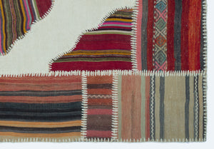 Naturel Over Dyed Kilim Patchwork Unique Rug 3'11'' x 5'9'' ft 120 x 176 cm