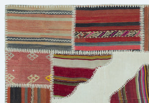 Naturel Over Dyed Kilim Patchwork Unique Rug 3'11'' x 5'9'' ft 120 x 176 cm