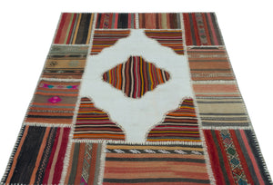 Naturel Over Dyed Kilim Patchwork Unique Rug 4'2'' x 5'10'' ft 128 x 178 cm