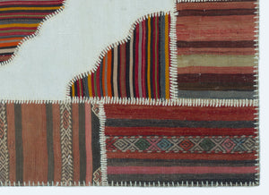 Naturel Over Dyed Kilim Patchwork Unique Rug 4'2'' x 5'10'' ft 128 x 178 cm