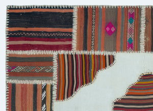 Naturel Over Dyed Kilim Patchwork Unique Rug 4'2'' x 5'10'' ft 128 x 178 cm