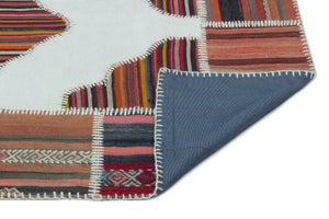 Naturel Over Dyed Kilim Patchwork Unique Rug 4'3'' x 5'11'' ft 130 x 180 cm