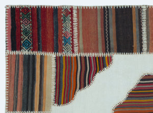 Naturel Over Dyed Kilim Patchwork Unique Rug 4'3'' x 5'10'' ft 130 x 177 cm