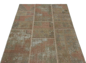 Beige Over Dyed Patchwork Unique Rug 3'11'' x 5'11'' ft 120 x 180 cm
