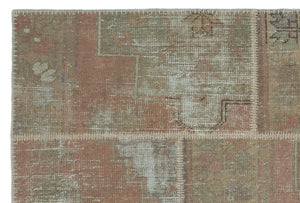 Beige Over Dyed Patchwork Unique Rug 3'11'' x 5'11'' ft 120 x 180 cm