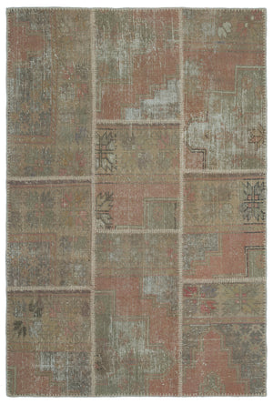 Beige Over Dyed Patchwork Unique Rug 3'11'' x 5'11'' ft 120 x 180 cm