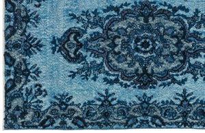 Turquoise Over Dyed Carved Rug 3'11'' x 6'9'' ft 120 x 205 cm