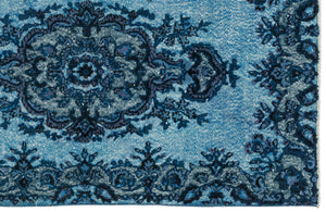 Turquoise Over Dyed Carved Rug 3'11'' x 6'9'' ft 120 x 205 cm