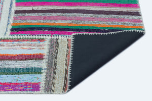 Striped Over Dyed Kilim Patchwork Unique Rug 5'3'' x 7'3'' ft 160 x 220 cm