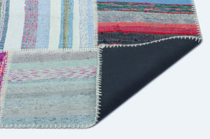 Striped Over Dyed Kilim Patchwork Unique Rug 5'3'' x 7'3'' ft 159 x 220 cm