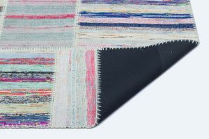 Striped Over Dyed Kilim Patchwork Unique Rug 5'3'' x 7'3'' ft 160 x 222 cm