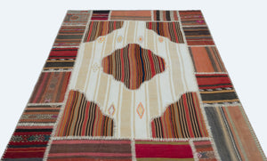 Naturel Over Dyed Kilim Patchwork Unique Rug 5'3'' x 7'6'' ft 160 x 228 cm