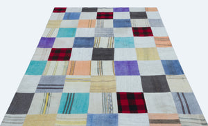 Mixed Over Dyed Kilim Patchwork Unique Rug 5'3'' x 7'6'' ft 160 x 228 cm