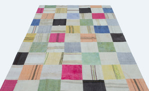 Mixed Over Dyed Kilim Patchwork Unique Rug 5'3'' x 7'6'' ft 160 x 228 cm