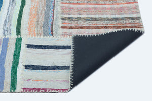 Striped Over Dyed Kilim Patchwork Unique Rug 5'3'' x 7'2'' ft 160 x 218 cm