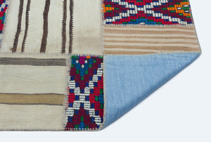 Naturel Over Dyed Kilim Patchwork Unique Rug 5'3'' x 7'7'' ft 160 x 230 cm