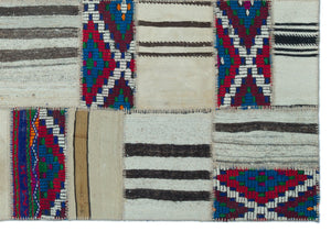 Naturel Over Dyed Kilim Patchwork Unique Rug 5'3'' x 7'7'' ft 160 x 230 cm