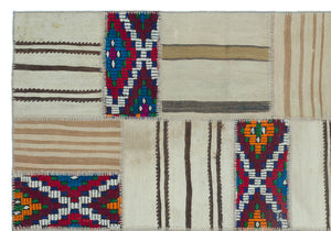 Naturel Over Dyed Kilim Patchwork Unique Rug 5'3'' x 7'7'' ft 160 x 230 cm