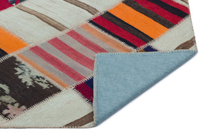 Naturel Over Dyed Kilim Patchwork Unique Rug 5'1'' x 7'10'' ft 154 x 240 cm