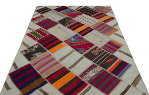 Naturel Over Dyed Kilim Patchwork Unique Rug 5'1'' x 7'10'' ft 154 x 240 cm