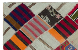 Naturel Over Dyed Kilim Patchwork Unique Rug 5'1'' x 7'10'' ft 154 x 240 cm