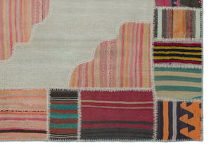 Naturel Over Dyed Kilim Patchwork Unique Rug 5'3'' x 7'5'' ft 160 x 226 cm