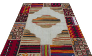 Naturel Over Dyed Kilim Patchwork Unique Rug 5'3'' x 7'5'' ft 160 x 227 cm