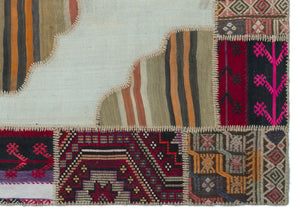 Naturel Over Dyed Kilim Patchwork Unique Rug 5'3'' x 7'5'' ft 160 x 227 cm