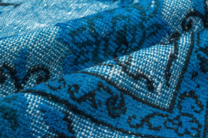 Turquoise Over Dyed Carved Rug 5'5'' x 8'10'' ft 164 x 268 cm