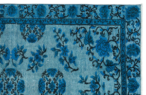 Turquoise Over Dyed Carved Rug 5'5'' x 8'10'' ft 164 x 268 cm