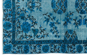 Turquoise Over Dyed Carved Rug 5'5'' x 8'10'' ft 164 x 268 cm