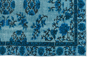 Turquoise Over Dyed Carved Rug 5'5'' x 8'10'' ft 164 x 268 cm