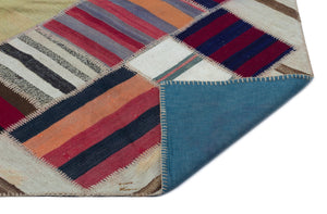 Naturel Over Dyed Kilim Patchwork Unique Rug 5'3'' x 7'9'' ft 160 x 235 cm