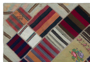 Naturel Over Dyed Kilim Patchwork Unique Rug 5'3'' x 7'9'' ft 160 x 235 cm