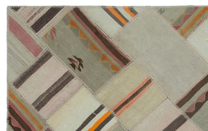 Naturel Over Dyed Kilim Patchwork Unique Rug 4'10'' x 7'9'' ft 147 x 235 cm