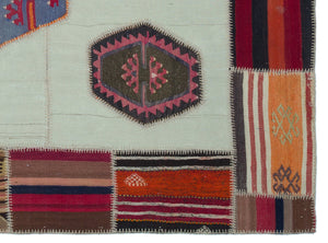 Naturel Over Dyed Kilim Patchwork Unique Rug 5'5'' x 7'5'' ft 165 x 225 cm