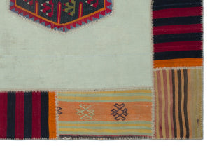 Naturel Over Dyed Kilim Patchwork Unique Rug 5'4'' x 7'10'' ft 163 x 240 cm