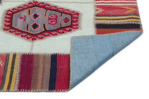 Naturel Over Dyed Kilim Patchwork Unique Rug 5'2'' x 7'8'' ft 158 x 233 cm