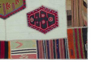 Naturel Over Dyed Kilim Patchwork Unique Rug 5'2'' x 7'8'' ft 158 x 233 cm