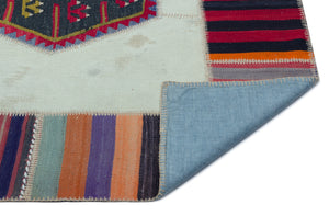 Naturel Over Dyed Kilim Patchwork Unique Rug 5'6'' x 7'9'' ft 167 x 235 cm